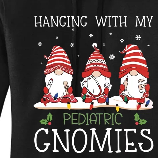 Nurse Christmas Gnome Cool Pediatric Nurse Christmas Lights Women's Pullover Hoodie