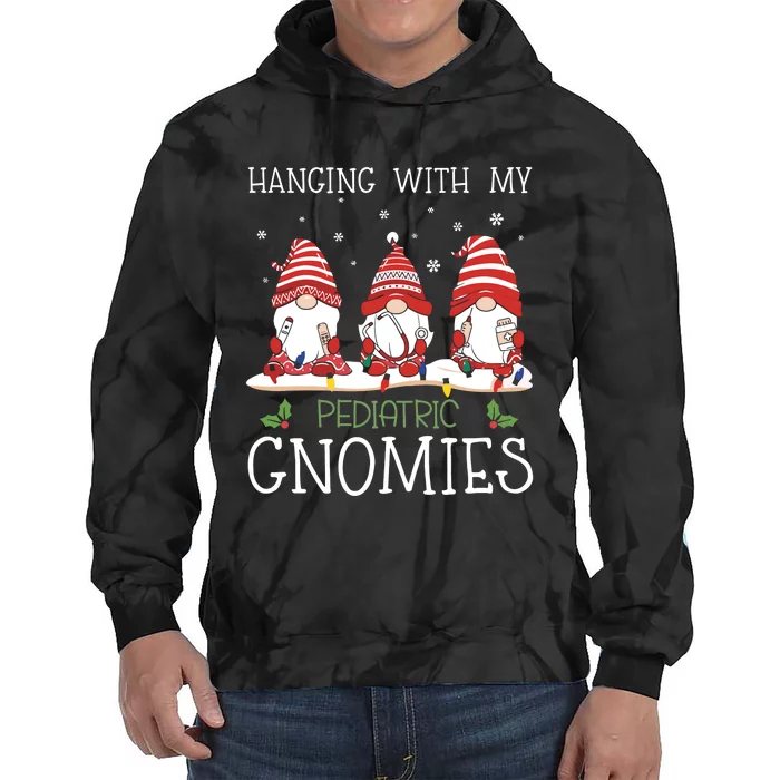 Nurse Christmas Gnome Cool Pediatric Nurse Christmas Lights Tie Dye Hoodie