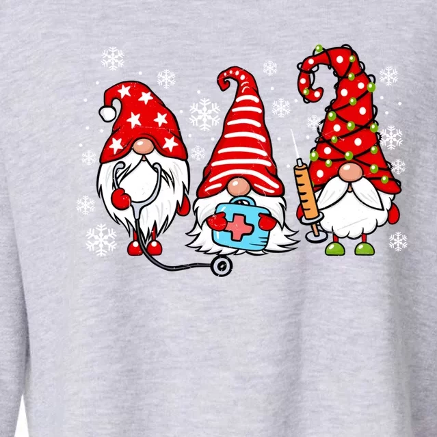 Nurse Christmas Gnomes Xmas Scrub Top Er Rn Nursing Gnomies Gift Cropped Pullover Crew