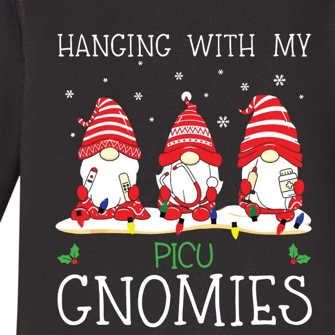 Nurse Christmas Gnome Cool Picu Nurse Christmas Lights Baby Long Sleeve Bodysuit