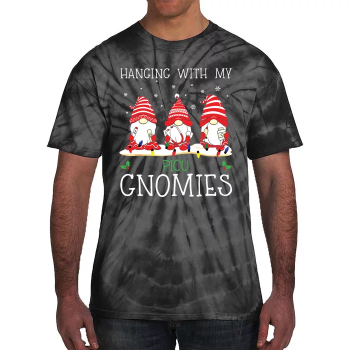 Nurse Christmas Gnome Cool Picu Nurse Christmas Lights Tie-Dye T-Shirt