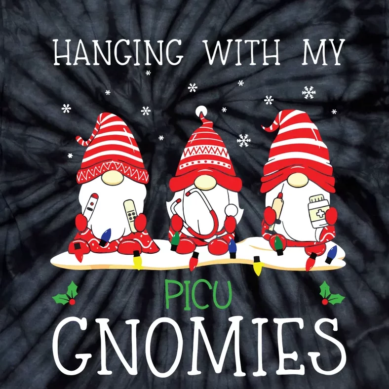 Nurse Christmas Gnome Cool Picu Nurse Christmas Lights Tie-Dye T-Shirt