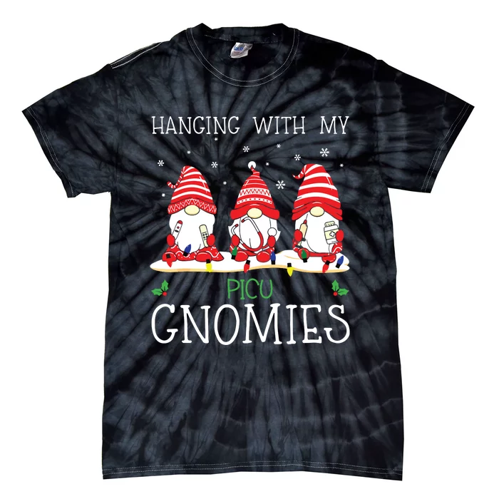 Nurse Christmas Gnome Cool Picu Nurse Christmas Lights Tie-Dye T-Shirt