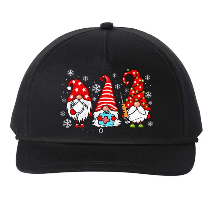 Nurse Christmas Gnomes Xmas Scrub Top Er Rn Nursing Gnomies Snapback Five-Panel Rope Hat