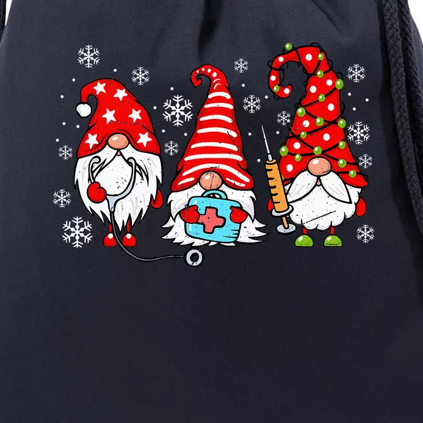 Nurse Christmas Gnomes Xmas Scrub Top Er Rn Nursing Gnomies Drawstring Bag