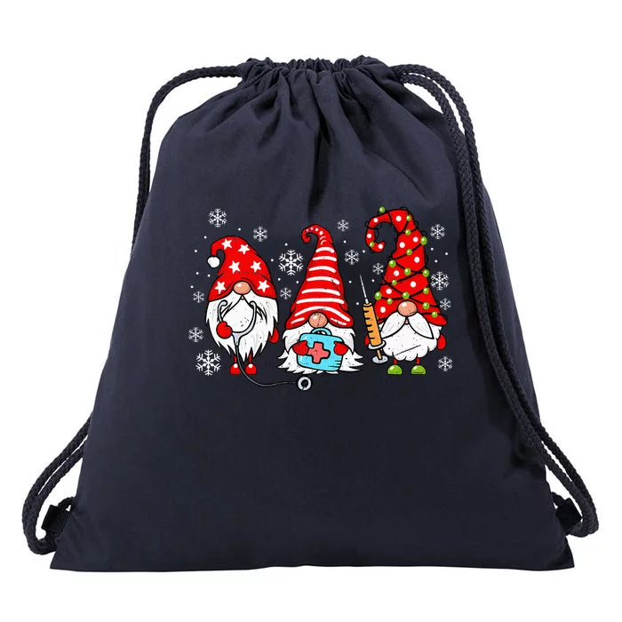 Nurse Christmas Gnomes Xmas Scrub Top Er Rn Nursing Gnomies Drawstring Bag