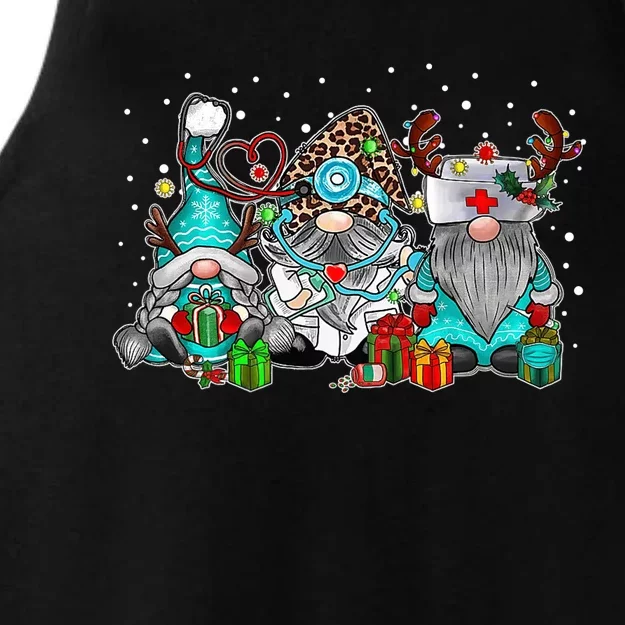 Nurse Christmas Gnome Cute Gnomies Leopard Nurses Funny Xmas Premium Ladies Tri-Blend Wicking Tank