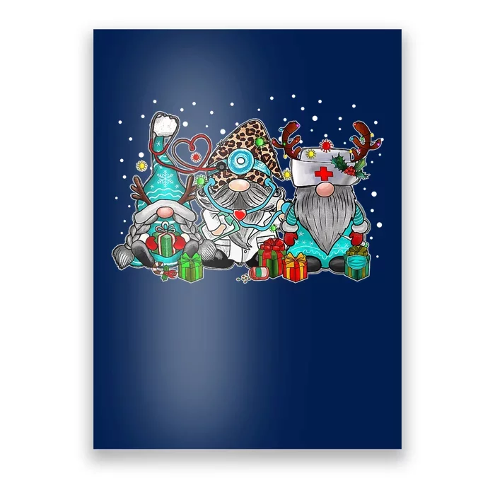 Nurse Christmas Gnome Cute Gnomies Leopard Nurses Funny Xmas Premium Poster