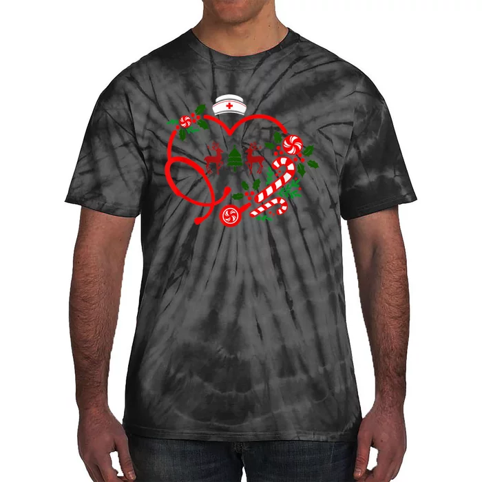 Nurse Christmas Heart Stethoscope RN LPN Nursing Xmas 2022 Tie-Dye T-Shirt