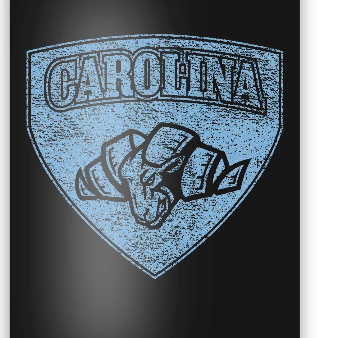 North Carolina Hero Emblem Distressed Blue Knockout Poster