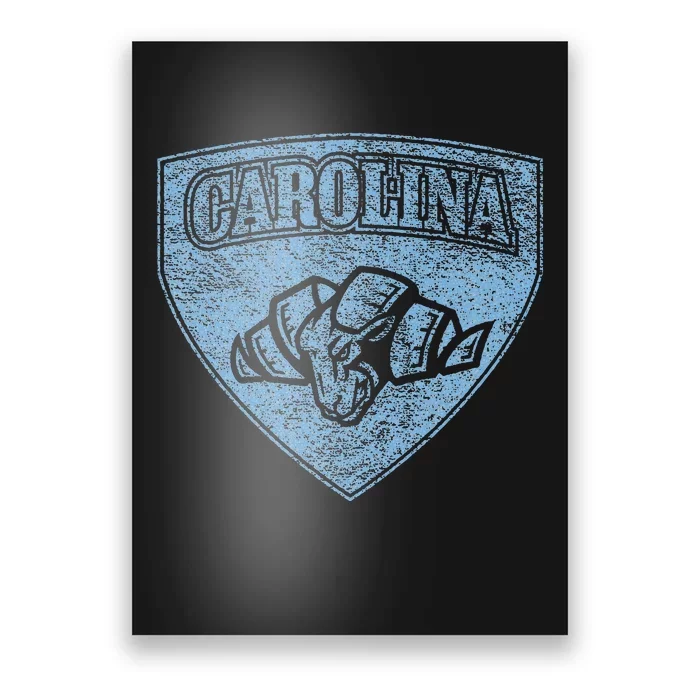 North Carolina Hero Emblem Distressed Blue Knockout Poster