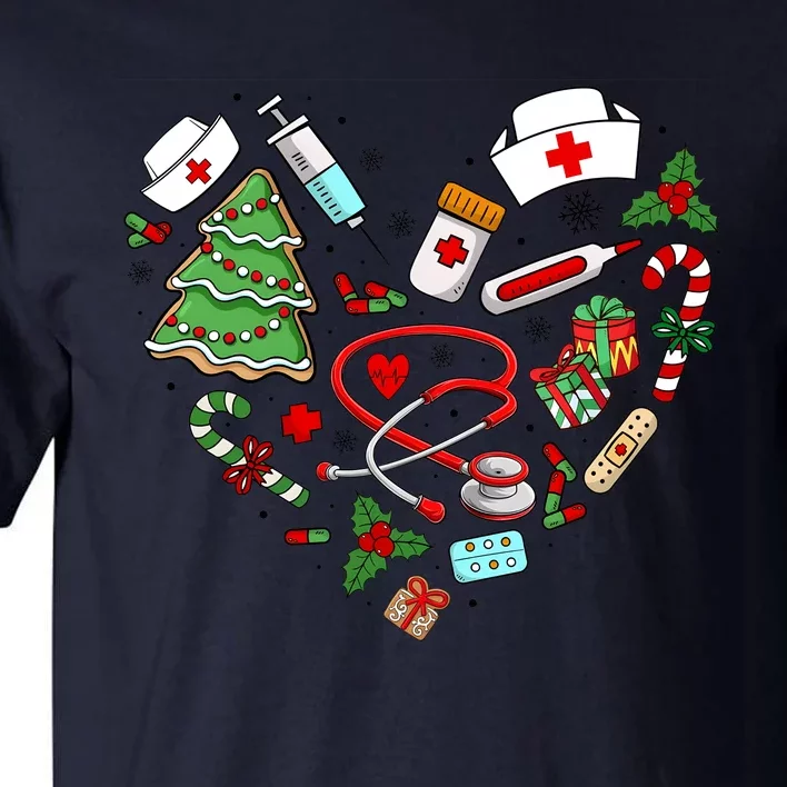 Nurse Christmas Heart Nursing Health Care Tall T-Shirt