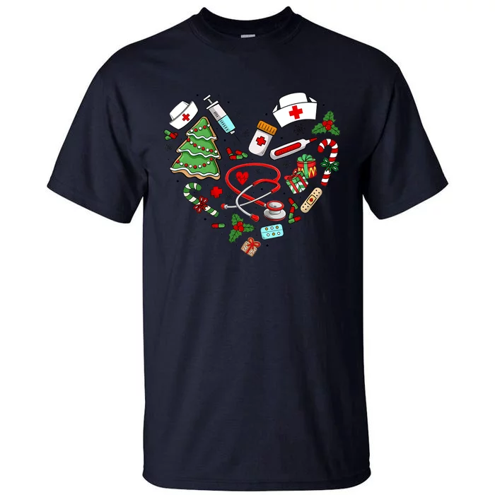 Nurse Christmas Heart Nursing Health Care Tall T-Shirt