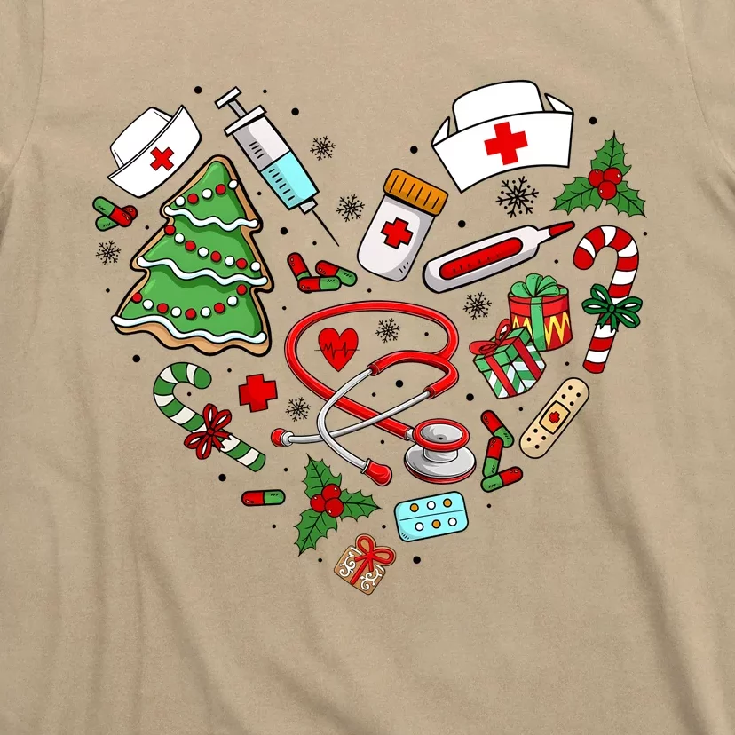 Nurse Christmas Heart Nursing Health Care T-Shirt