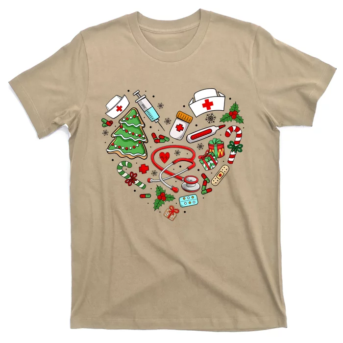 Nurse Christmas Heart Nursing Health Care T-Shirt