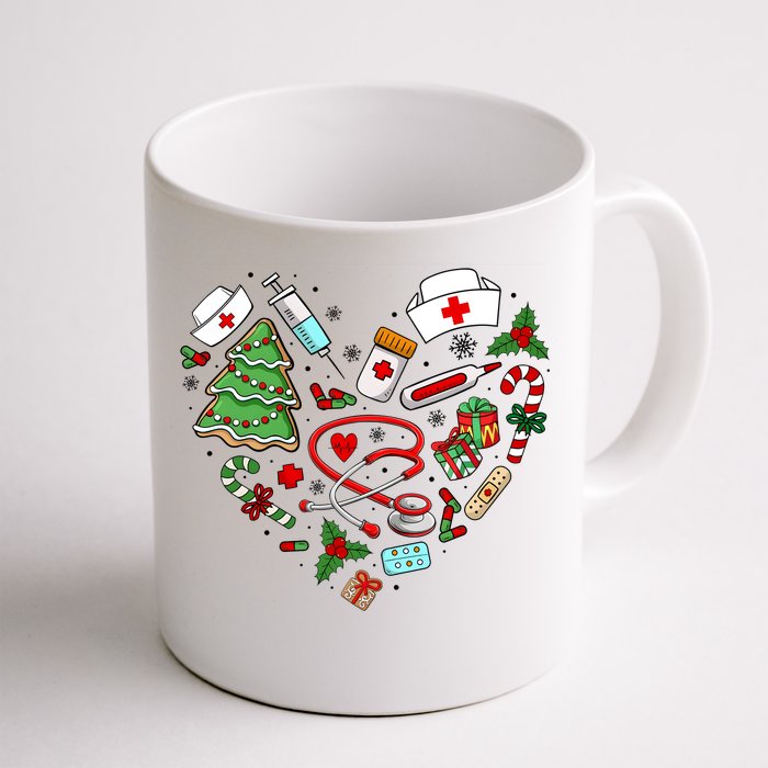 Nurse Christmas Heart Nursing Health Care Front & Back Coffee Mug