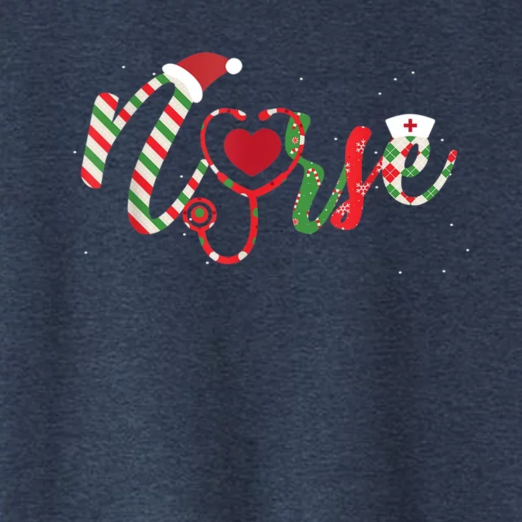 Nurse Christmas Heart Stethoscope Nurse Themed Pajamas Women's Crop Top Tee