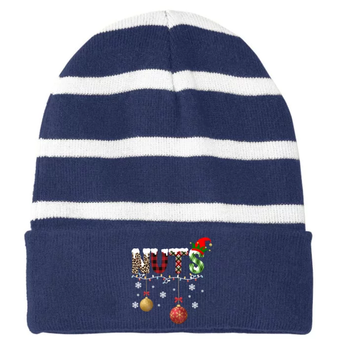 Nuts Christmas Holiday Festive Elf Striped Beanie with Solid Band