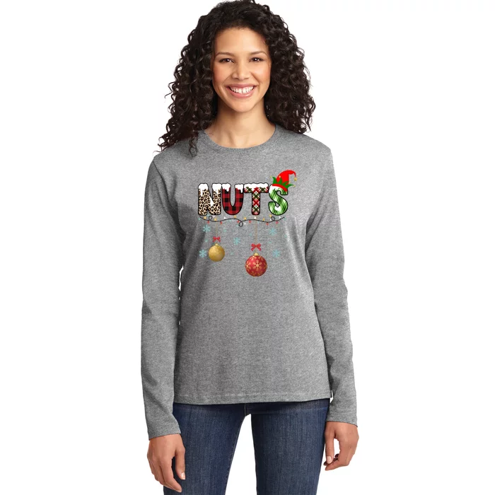 Nuts Christmas Holiday Festive Elf Ladies Long Sleeve Shirt