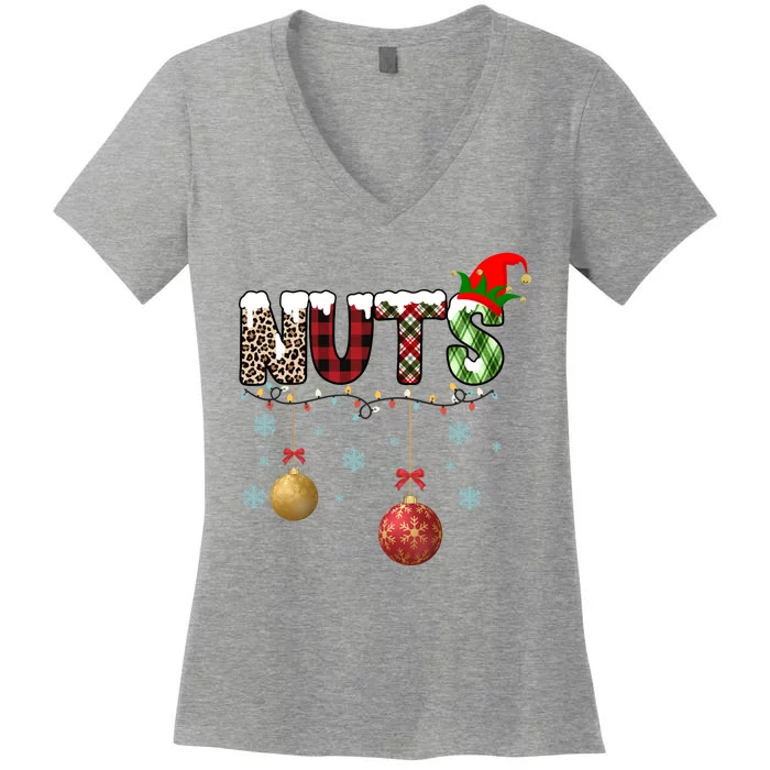 Nuts Christmas Holiday Festive Elf Women's V-Neck T-Shirt