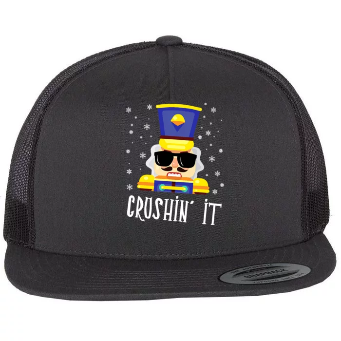 Nutcracker Crushin It Funny Christmas Flat Bill Trucker Hat