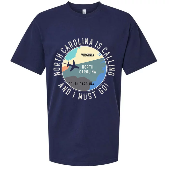 North Carolina Is Calling And I Must Go North Carolina Map Sueded Cloud Jersey T-Shirt