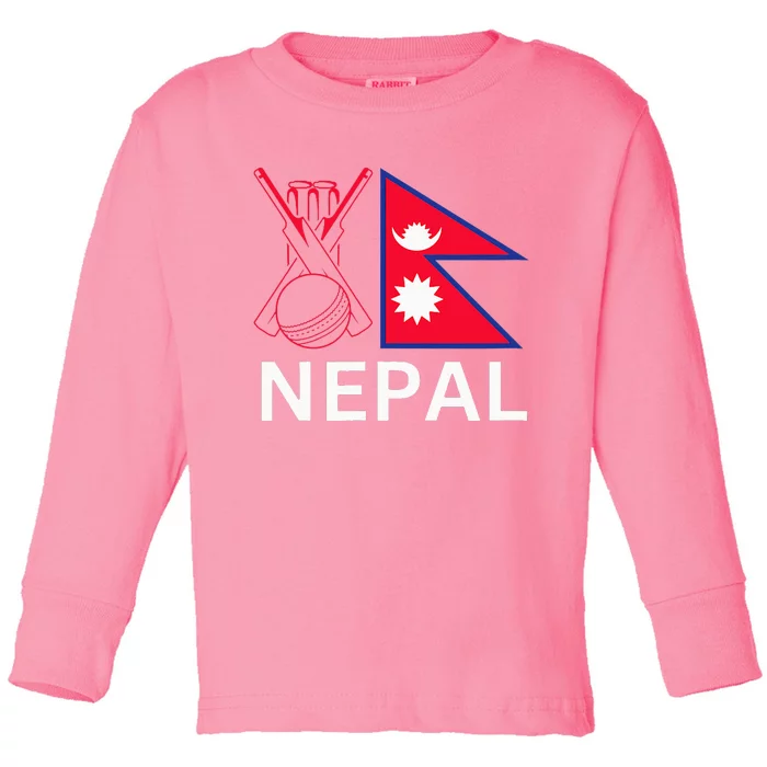 Nepal Cricket Jersey 2024 Cricket Flag Of Nepal Toddler Long Sleeve Shirt