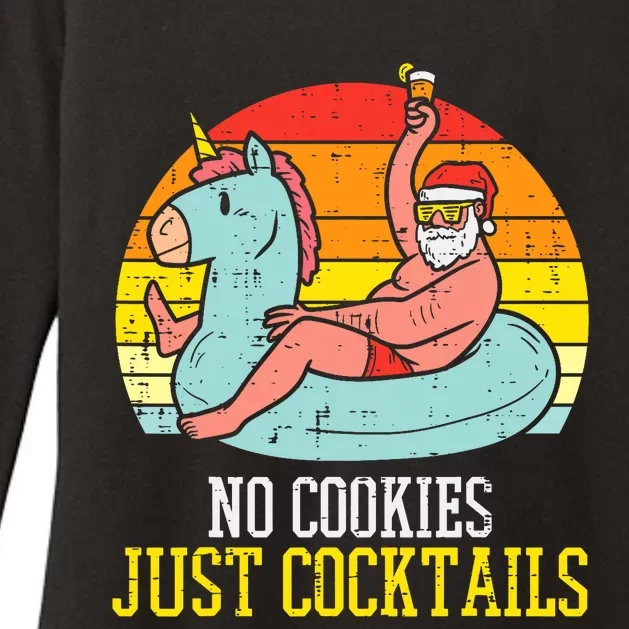 No Cookies Just Cocktails Santa Summer Christmas In July Xmas Womens CVC Long Sleeve Shirt