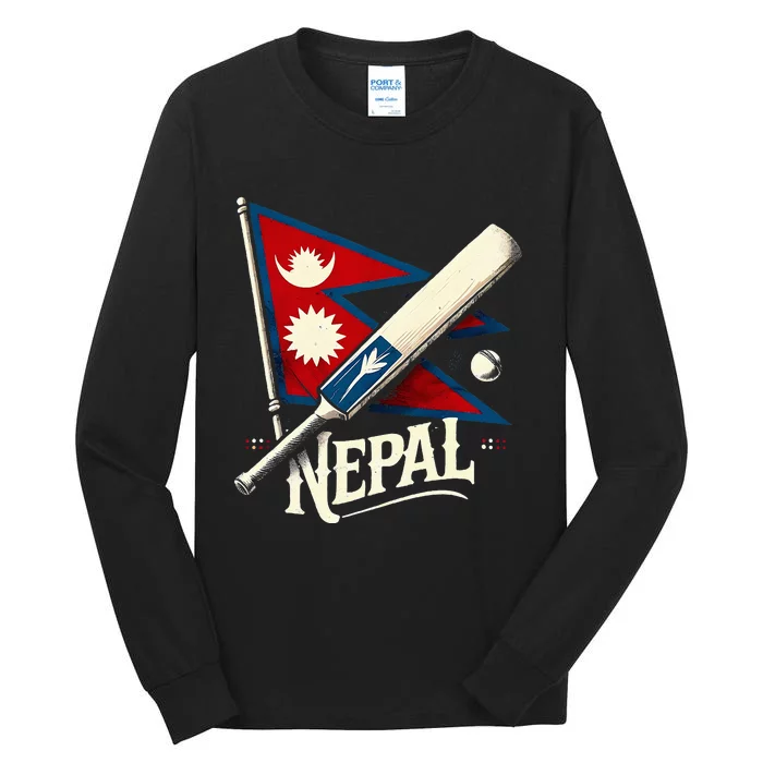 Nepal Cricket Jersey 2024 Cricket Flag Of Nepal Tall Long Sleeve T-Shirt