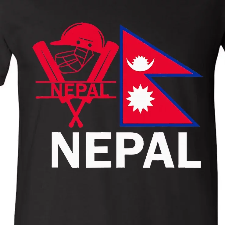 Nepal Cricket Jersey 2024 Team Flag Nepal Cricket V-Neck T-Shirt