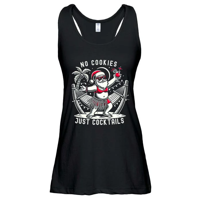 No Cookies Just Cocktails Christmas In July Funny Santa Ladies Essential Flowy Tank