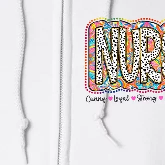 Nurse Caring Loyal Strong Compassionate Full Zip Hoodie