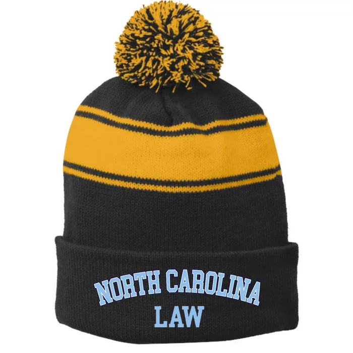 North Carolina Law Attorney Bar Graduate Lawyer College Stripe Pom Pom Beanie