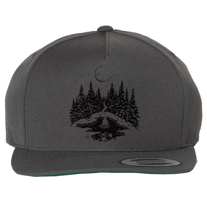 No City Lights Just Camp Fire Nights Lake Life Wool Snapback Cap