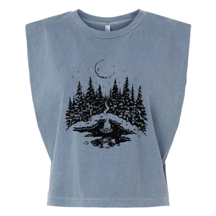 No City Lights Just Camp Fire Nights Lake Life Garment-Dyed Women's Muscle Tee