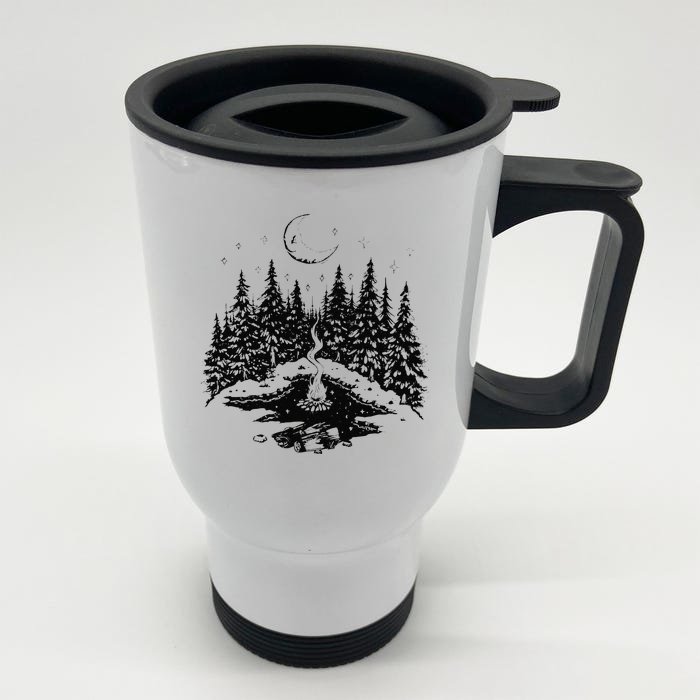 No City Lights Just Camp Fire Nights Lake Life Front & Back Stainless Steel Travel Mug