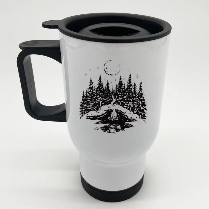 No City Lights Just Camp Fire Nights Lake Life Front & Back Stainless Steel Travel Mug