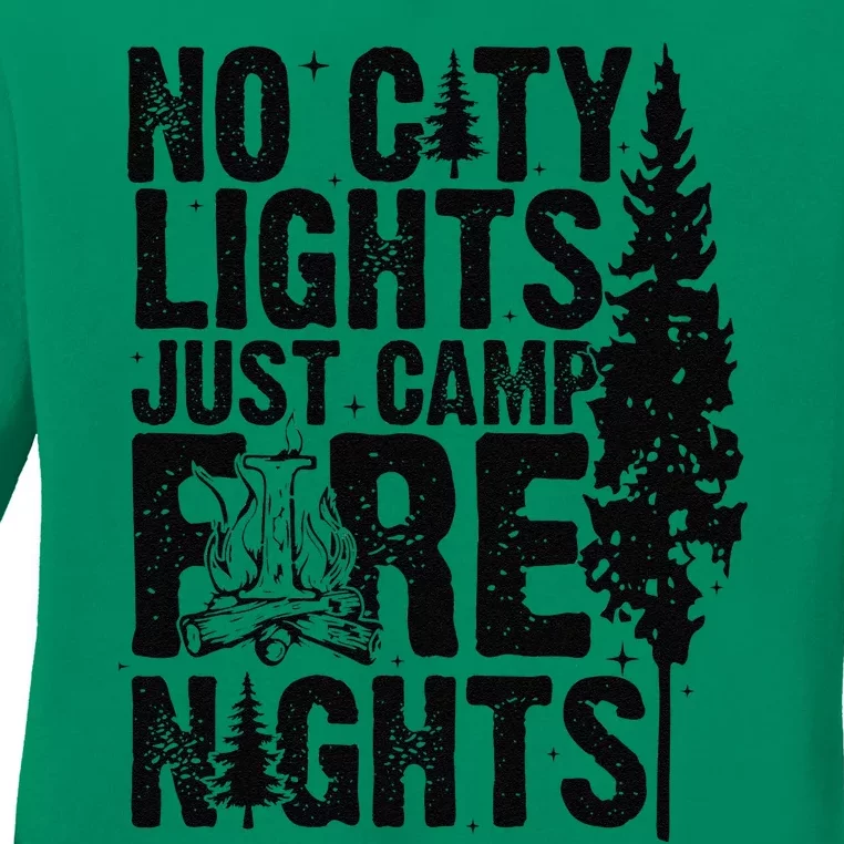 No City Lights Just Camp Fire Nights Ladies Long Sleeve Shirt