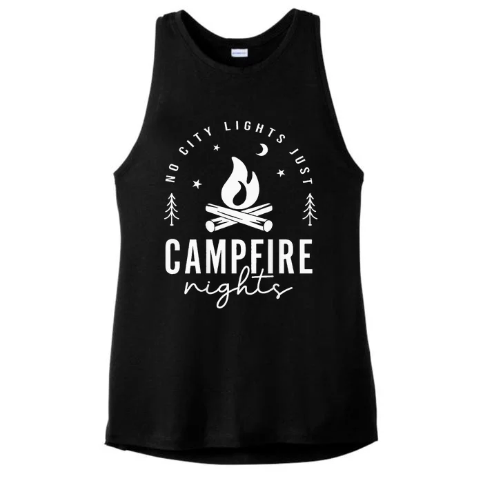 No City Lights Just Campfire Nights Travel Camp Fire Camping Ladies Tri-Blend Wicking Tank