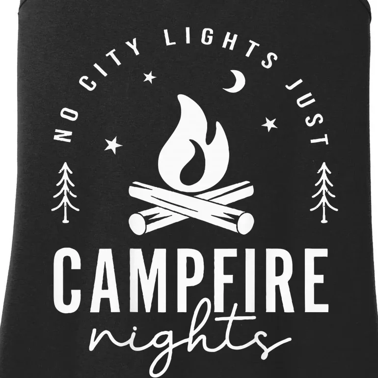 No City Lights Just Campfire Nights Travel Camp Fire Camping Ladies Essential Tank