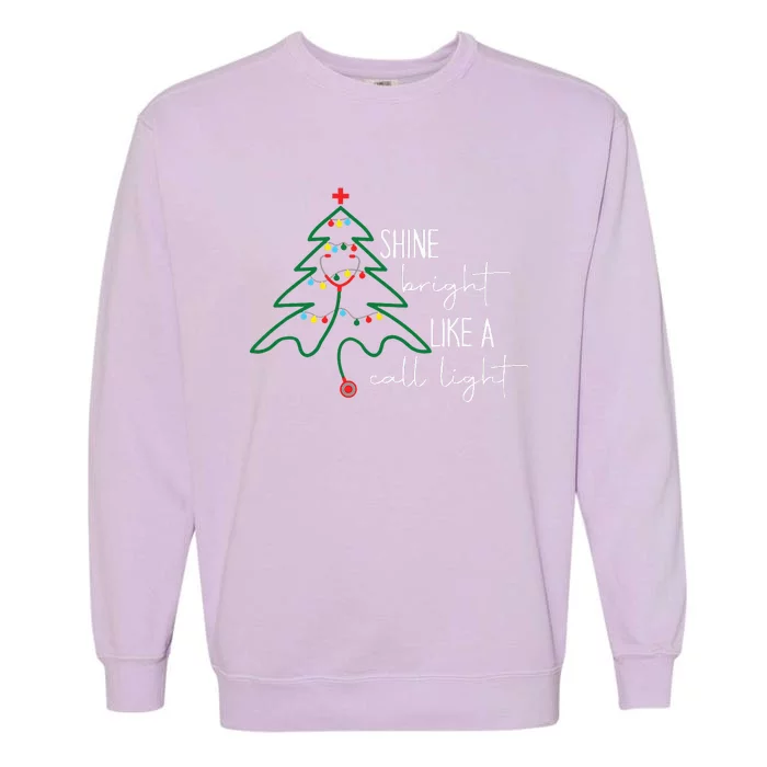 Nurse Christmas Lights Shine Bright Like A Call Light Garment-Dyed Sweatshirt