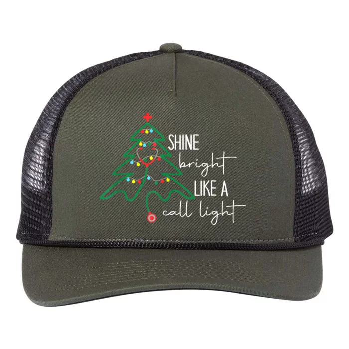 Nurse Christmas Lights Shine Bright Like A Call Light Retro Rope Trucker Hat Cap