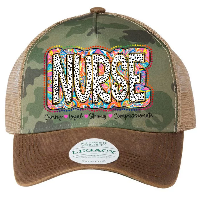 Nurse Caring Loyal Strong Compassionate Legacy Tie Dye Trucker Hat