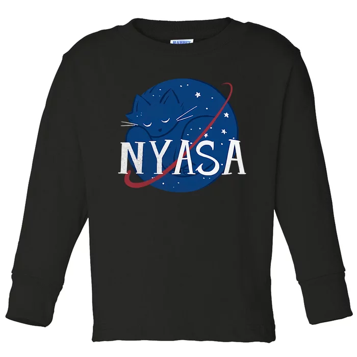 Nyasa Cat Lover Planet Galaxy Cat Mom Cat Dad Funny Toddler Long Sleeve Shirt