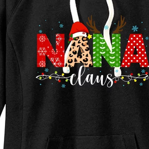 Nana Claus Leopard Print Christmas For Mother Women Women's Fleece Hoodie