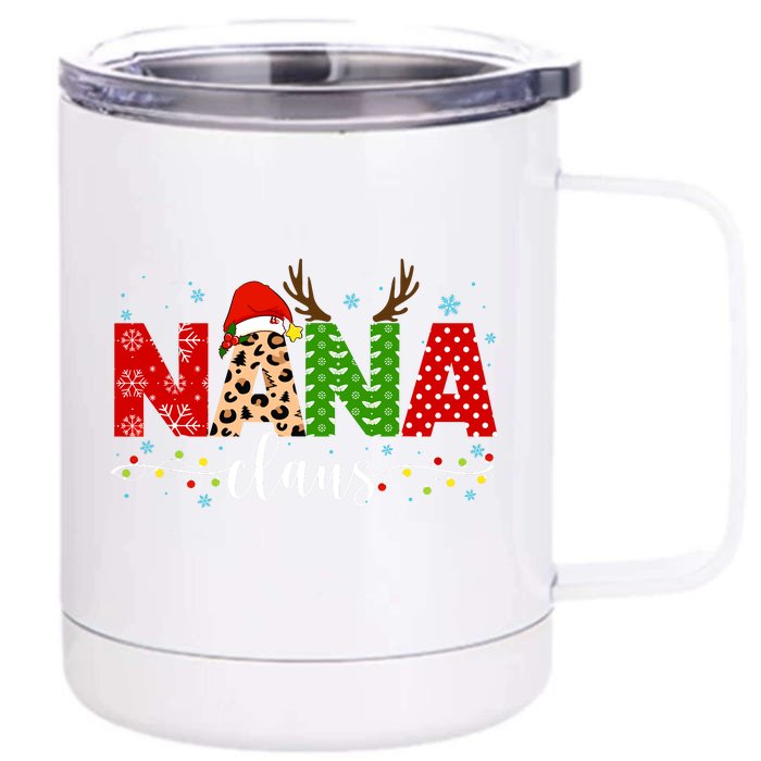 Nana Claus Leopard Print Christmas For Mother Women Front & Back 12oz Stainless Steel Tumbler Cup