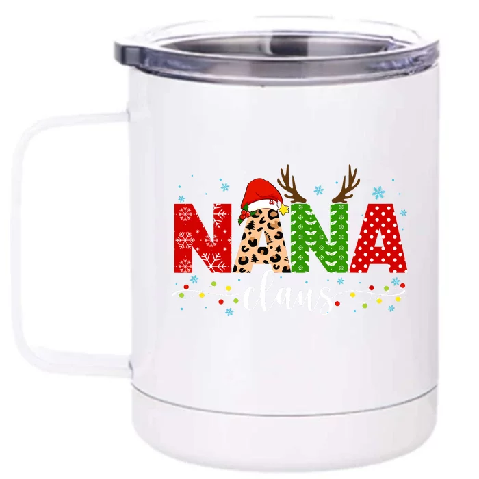 Nana Claus Leopard Print Christmas For Mother Women Front & Back 12oz Stainless Steel Tumbler Cup