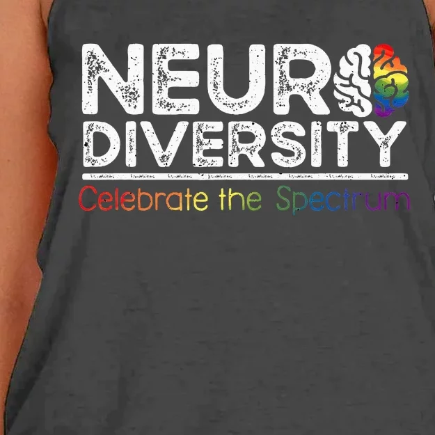 Neurodiversity Celebrate Mental Health ADHD Autism Awareness Women's Knotted Racerback Tank