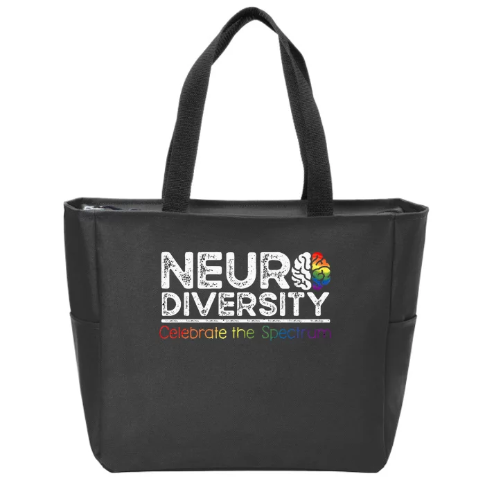 Neurodiversity Celebrate Mental Health ADHD Autism Awareness Zip Tote Bag