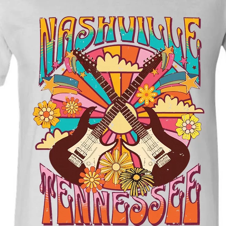 Nashville Country Music City Trip Retro Nash Bash Bach V-Neck T-Shirt